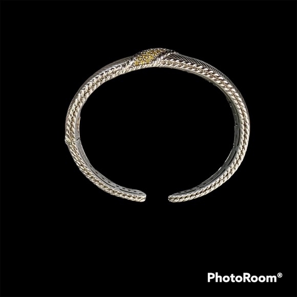 Judith Ripka Sterling Silver Hinged Bracelet with yellow sapphire - Picture 5 of 7
